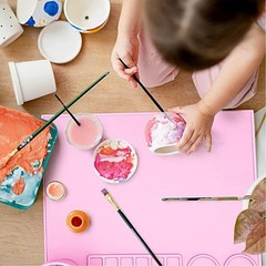 Silicone Painting Mat with Palette, Brush Holder, and Painting Area, Multicolor
