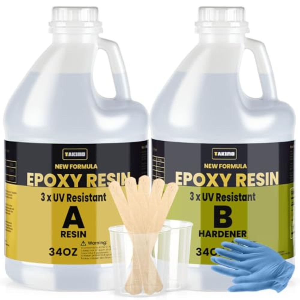 68OZ 3×UV Resistant Resin Kit,No Bubble & Crystal Clear Epoxy Resin for Coating,
