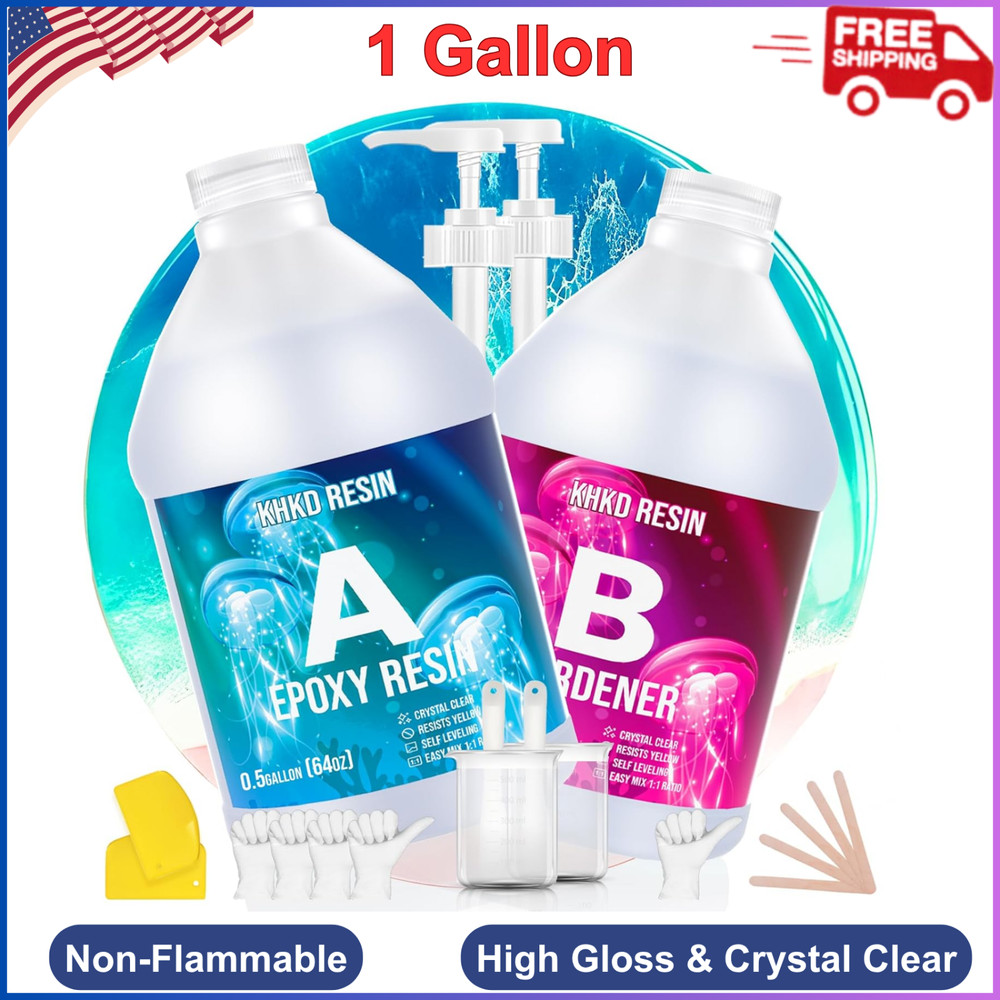 1 Gallon Epoxy Resin Kit 2 Part Crystal Clear Resina Epoxica High Gloss Odorless