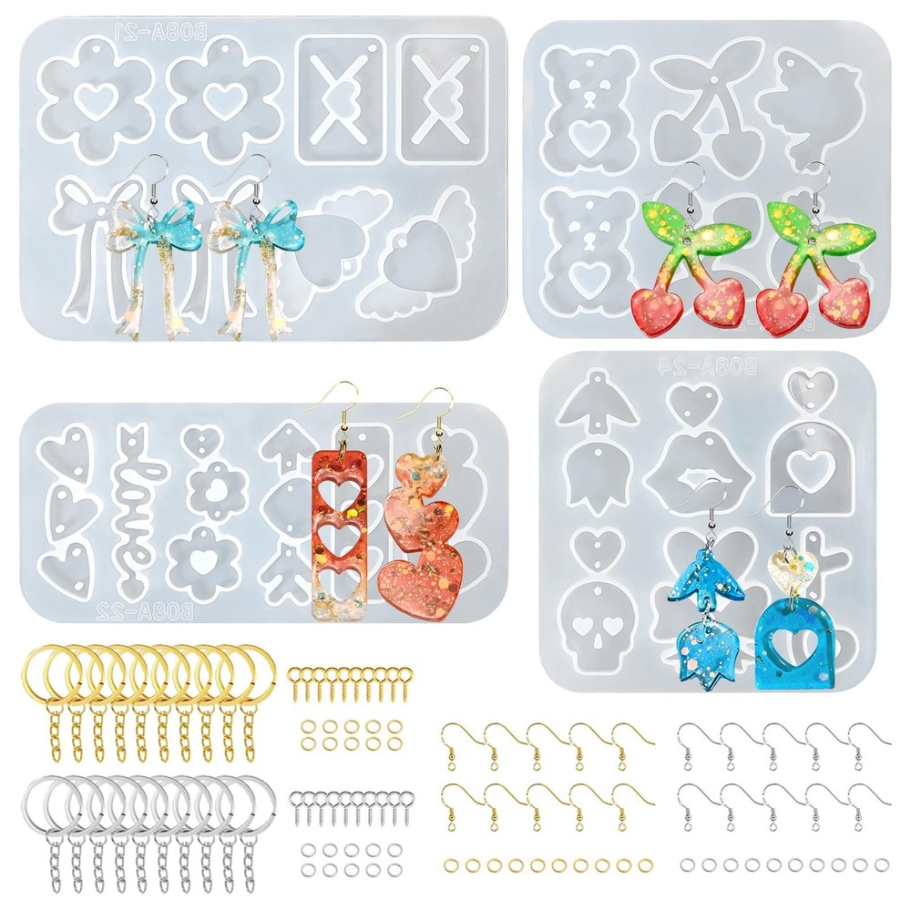 104Pcs Resin Molds Set for Women, Cute Designs with Accessories, Silicone Jew…