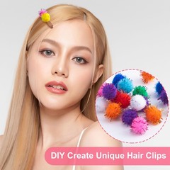 200PCS Glitter Pom Pom Balls Multicolor Fluffy Craft Pompoms DIY Decors 0.59in