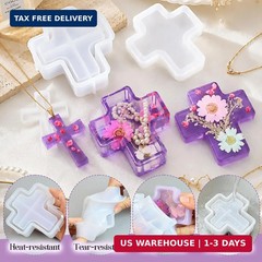 Resin Cross Molds, 2Pcs Cross Box Mold and Crucifix Pendant Mold, Reusable Cross