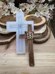Golden cross Fleur-De-Lis handmade silicone mold for crafts