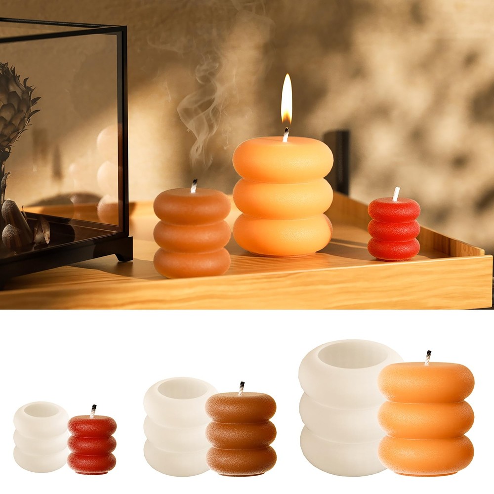 Silicone Candle Resin Molds 3Pk Round Cylinder Wave Spiral Casting Set