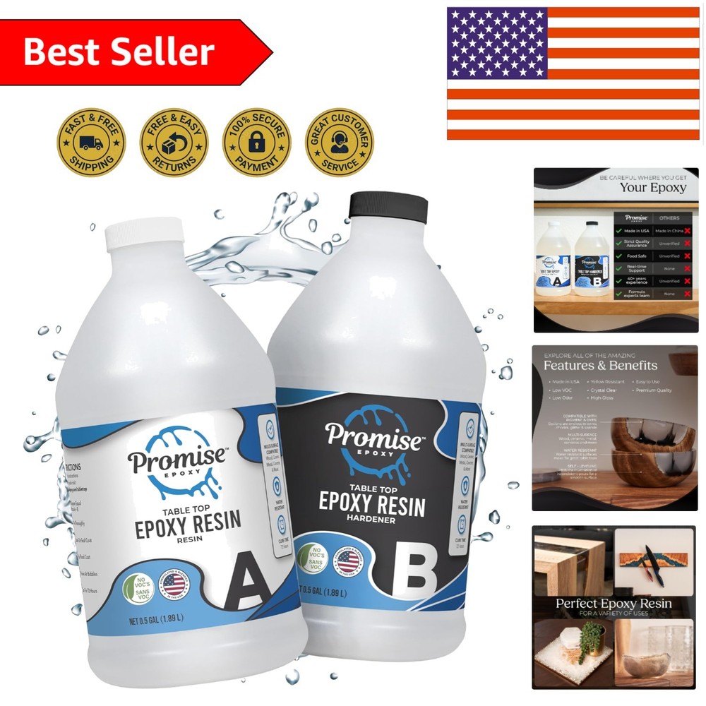 Crystal Clear 1 Gallon Epoxy Resin Kit – Food Safe, Self-Leveling & UV Resistant