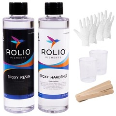 Rolio – Epoxy Resin and Hardener 16 oz Kit, Crystal Clear, Glossy, UV Resistant