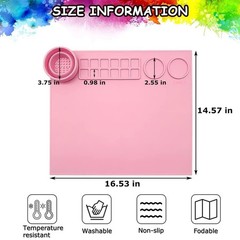 Silicone Painting Mat with Palette, Brush Holder, and Painting Area, Multicolor