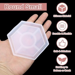 2 Pcs Hexagon Medium Coaster Silicone Resin Mould, Tray Moulds for Resin Casting