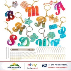 Silicone Alphabet Molds Kit with Keychain Accessories and Hand Drill Included
