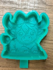 Cute Highland Cow Freshie Mold with Bow | 3D Printed Silicone Mold for Aroma Bea