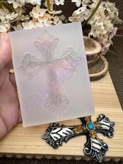 Vintage double Cross handmade silicone mold for crafts