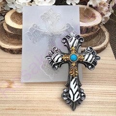 Vintage double Cross handmade silicone mold for crafts