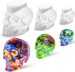 3D Resin Skull Molds, Flexible Clear Silicone Head Molds – 3 Pack White