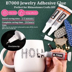 Flatback Rhinestones for Crafting with B7000 Glue, 1 Box Clear Crystals and 3Pcs