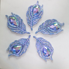 50 Pcs 38Mm Feather Resin Accessories Flatback Rhinestone,For Tumblers, Bottles,