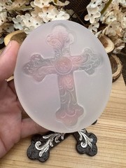 Retro Vintage Scrolls cross handmade silicone mold for crafts