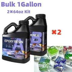Crystal Clear Bulk 1 Gallon Kit Epoxy Resin No Bubble easy mixing – (2X 64OZ)