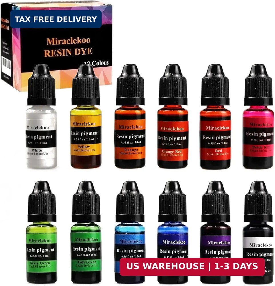 12 Colors Epoxy Resin Color Dye Colorant Liquid Epoxy Resin Pigment,10ml Each,Tr