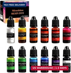 12 Colors Epoxy Resin Color Dye Colorant Liquid Epoxy Resin Pigment,10ml Each,Tr