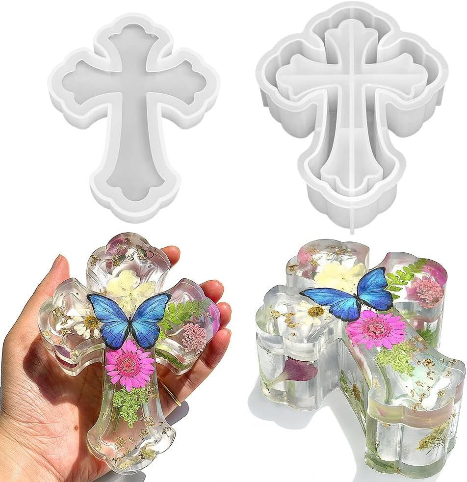 Fancy Cross Box Silicone Mold, Small Jar Storage Mold with Lid