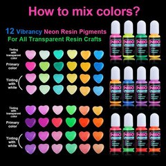 Neon Pigment for Epoxy Resin, 12 Colors Opaque UV Reactive Fluorescent Liquid Re