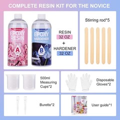 64OZ Crystal Clear Epoxy Resin Kit – No Yellowing, No Bubble Finish for Crafts