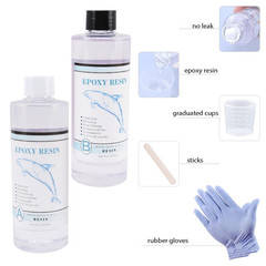 1set Crystal Clear 1:1 Epoxy Resin Casting Kit DIY Art Resin with Measuring Cups