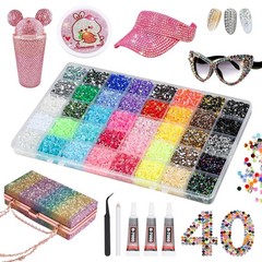 40,000 Pcs Multicolor Flatback Resin Rhinestones Kit for DIY Nail Art & Crafts