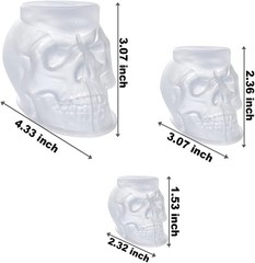 Set of Large + Medium + Small 3D Skull Resin Molds, Flexible Clear Silicone S…