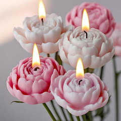 Tulip Flower Succulent Peony Half Open Rose Bud Cylinder Candle & Resin Mold – R