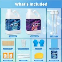 Epoxy Resin 1 Gallon Kit with Pump High Glossy Food 1 GALLON, Crystal Clear