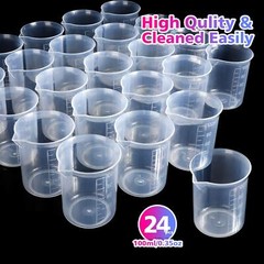 24 Pcs 100ml Resin Measuring Cups With 35pcs Mixing Sticks Graduated Epoxy Resin