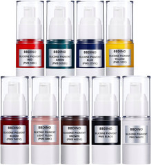 Silicone Pigments, Liquid Silicone Pigments Set of 9 Colors, Real High Concentra