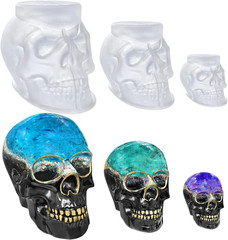 Set of Large + Medium + Small 3D Skull Resin Molds, Flexible Clear Silicone Skul