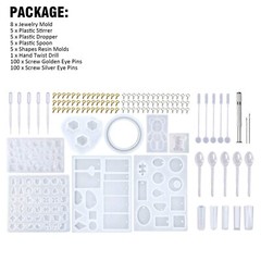 229pcs Resin Casting Silicone Molds Epoxy Spoon Kit Jewelry Making Pendant Craft