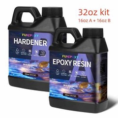 Crystal Clear Epoxy Resin 32OZ Kit – Self-Leveling – Fast Cure 1:1 AB 2 Part