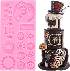 Steampunk Gear Silicone Mold Compass Cogs Gears Teeth Fondant Molds for Steampun