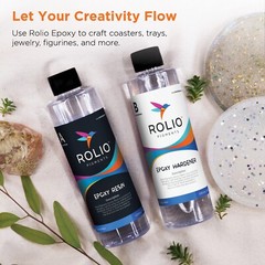 Rolio – Epoxy Resin and Hardener 16 oz Kit, Crystal Clear, Glossy, UV Resistant