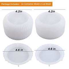 2Pcs Large Jar Resin Mold with Lid Silicone Resin Box Mold Cylinder Container…
