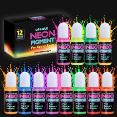 Neon Pigment for Epoxy Resin, 12 Colors Opaque UV Reactive Fluorescent Liquid Re