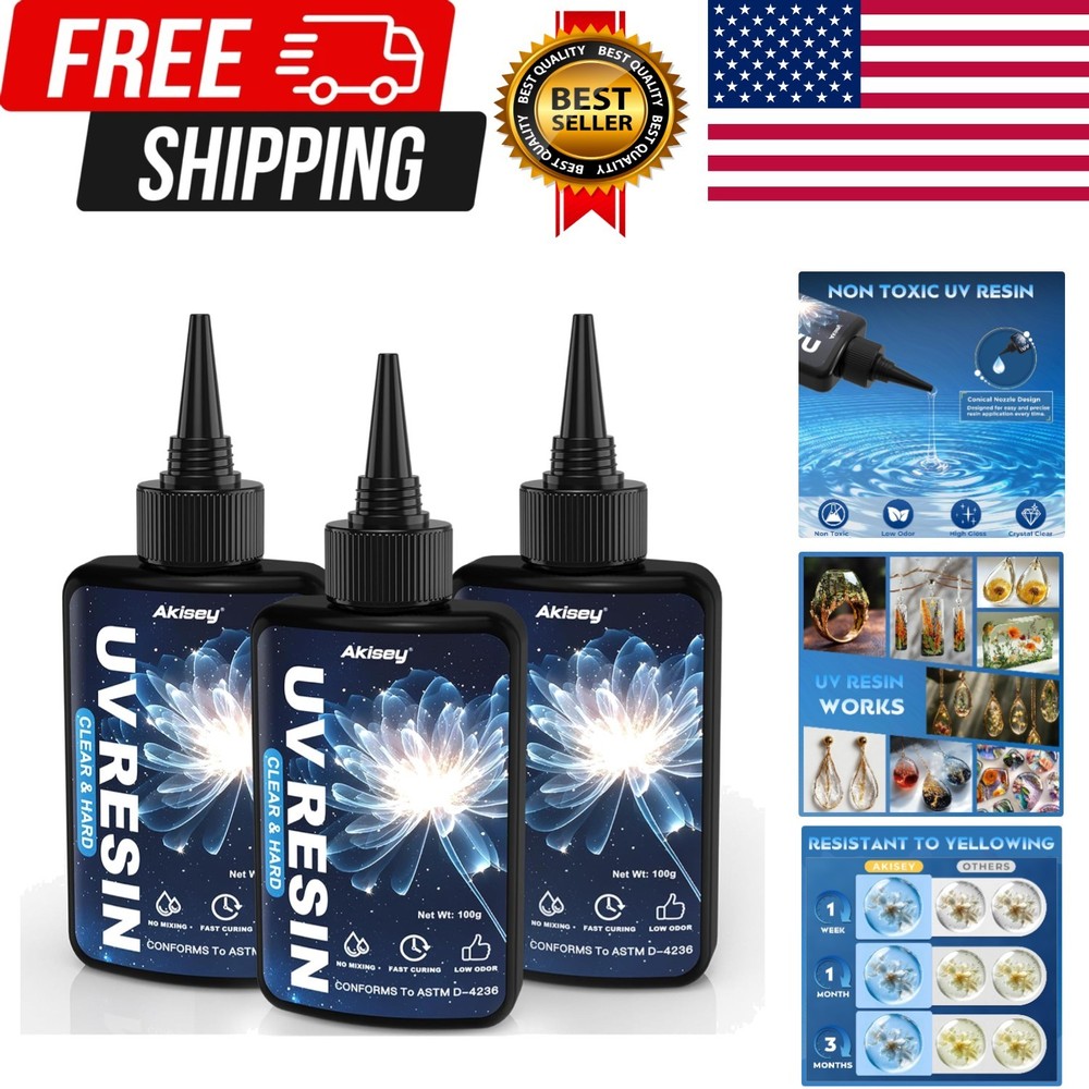 UV Resin 300G, Crystal Clear UV Resin Glue – No-Yellowing, Hard Type, Low Viscos