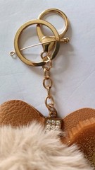 Afro Women Keychain Fob With Jeweled Pom Pom Gold Glitter Handmade Blingy
