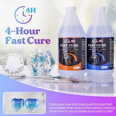 Fast Cure Resin Epoxy Jewelry,1 Gallon Quick Dry Resin-4 Hours Demold,Crystal