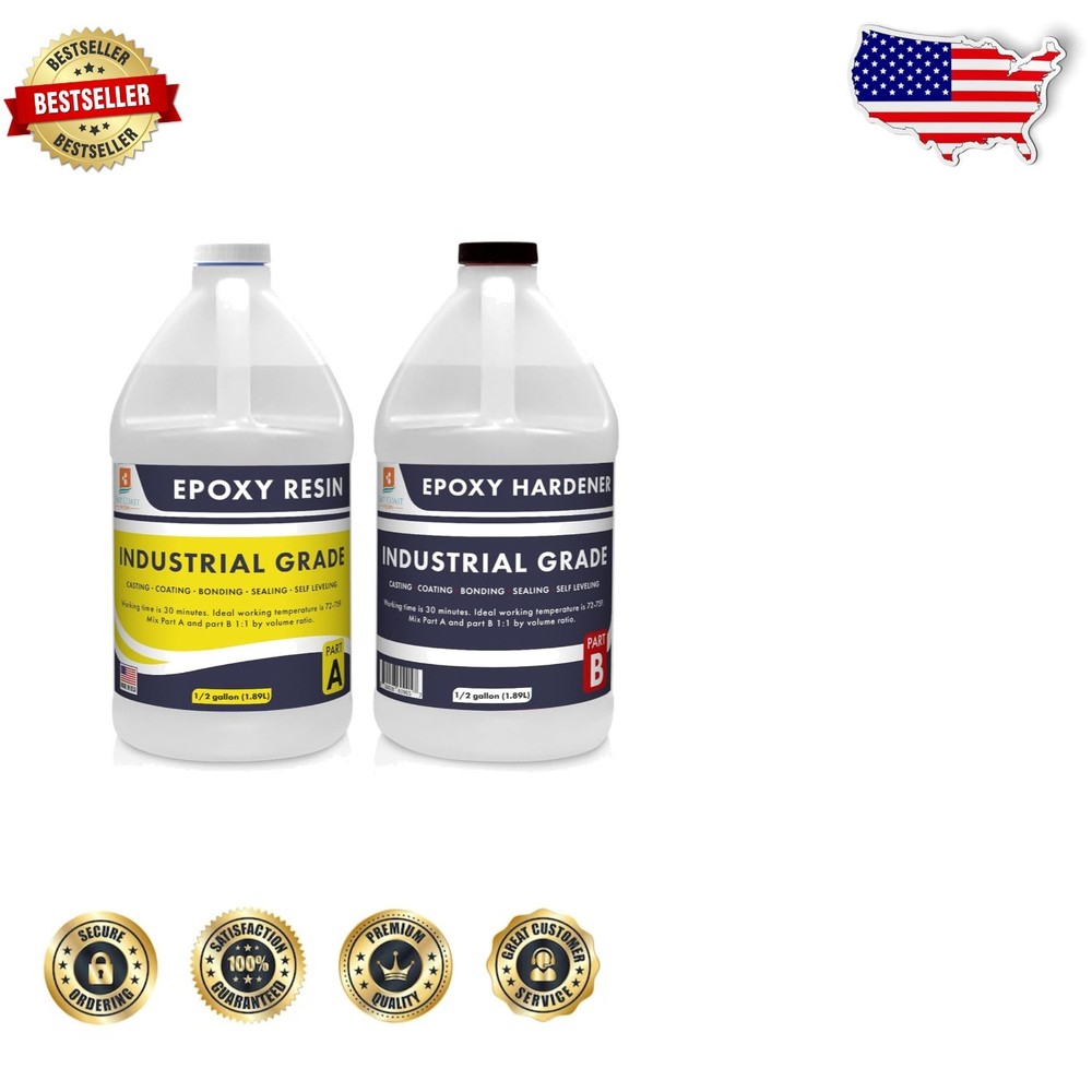 Industrial Grade Epoxy 1 Gal | Clear Gloss, Water/Scratch Proof, DIY Projects