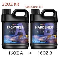 Crystal Clear Epoxy Resin 32oz Kit – Fast Cure 1:1 For Tumbler DIY Art Painting