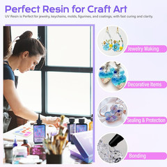 300G UV Resin Kit Super Clear, Hard, Low Odor, Premixed UV Epoxy Resin Glue Fast