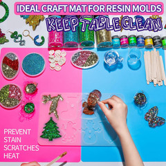LEOBRO Silicone Mat for Resin Molds, 2 PCS 15.7″ X 11.7″ Playdough Mat, Silicone