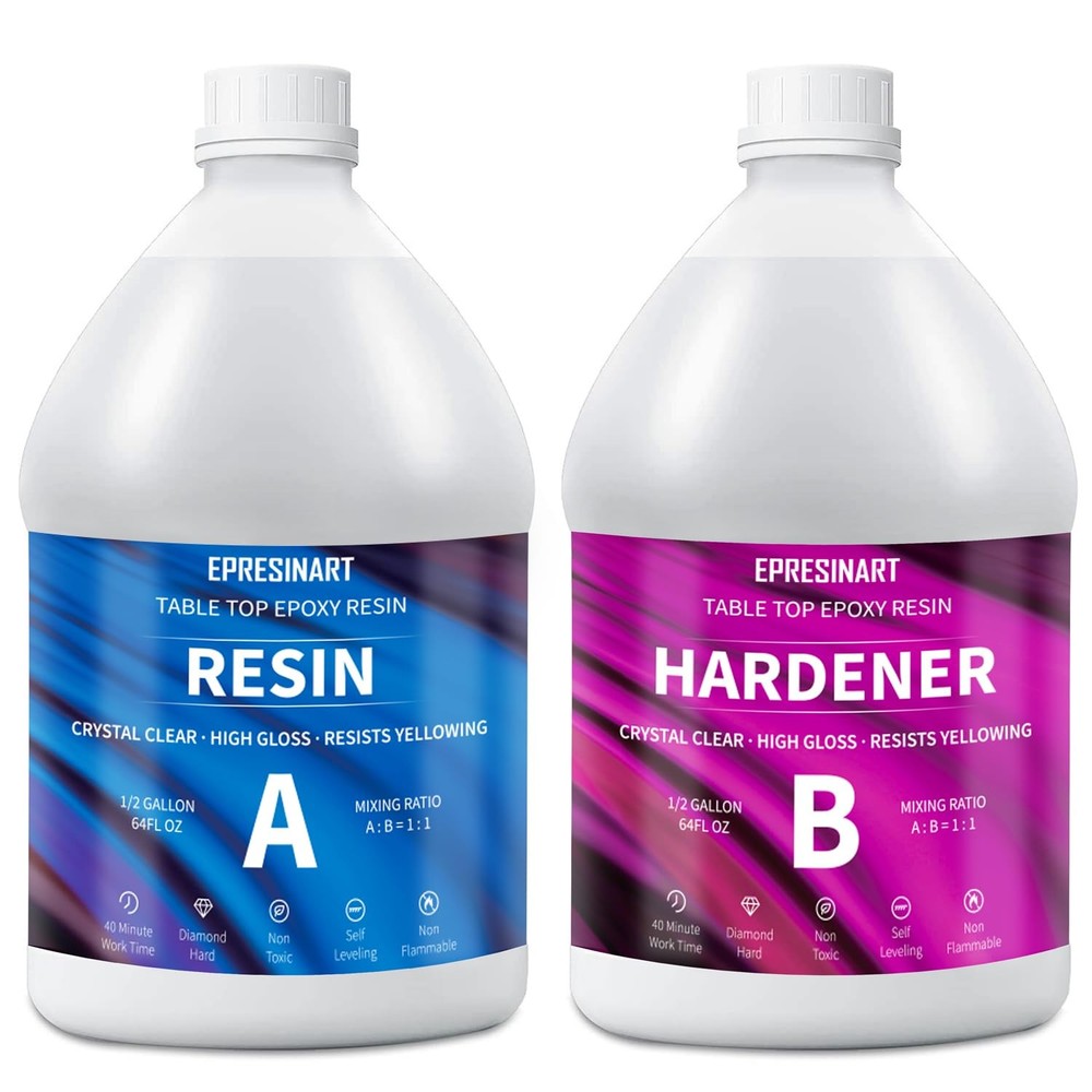 Epoxy Resin 1 Gallon Kit, Crystal Clear Epoxy Resin High Gloss, Easy Mix 1:1 …