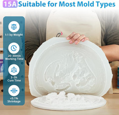 Silicone Mold Making Kit, 68OZ/15A Super Elastic Liquid Silicone