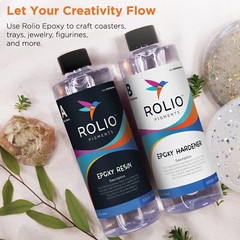 Rolio – Epoxy Resin and Hardener 32 oz Kit, Crystal Clear, Glossy, UV Resistant